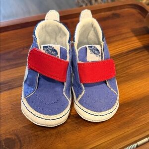 Vans baby Blue Canvas Slip-On Shoes with Red Strap